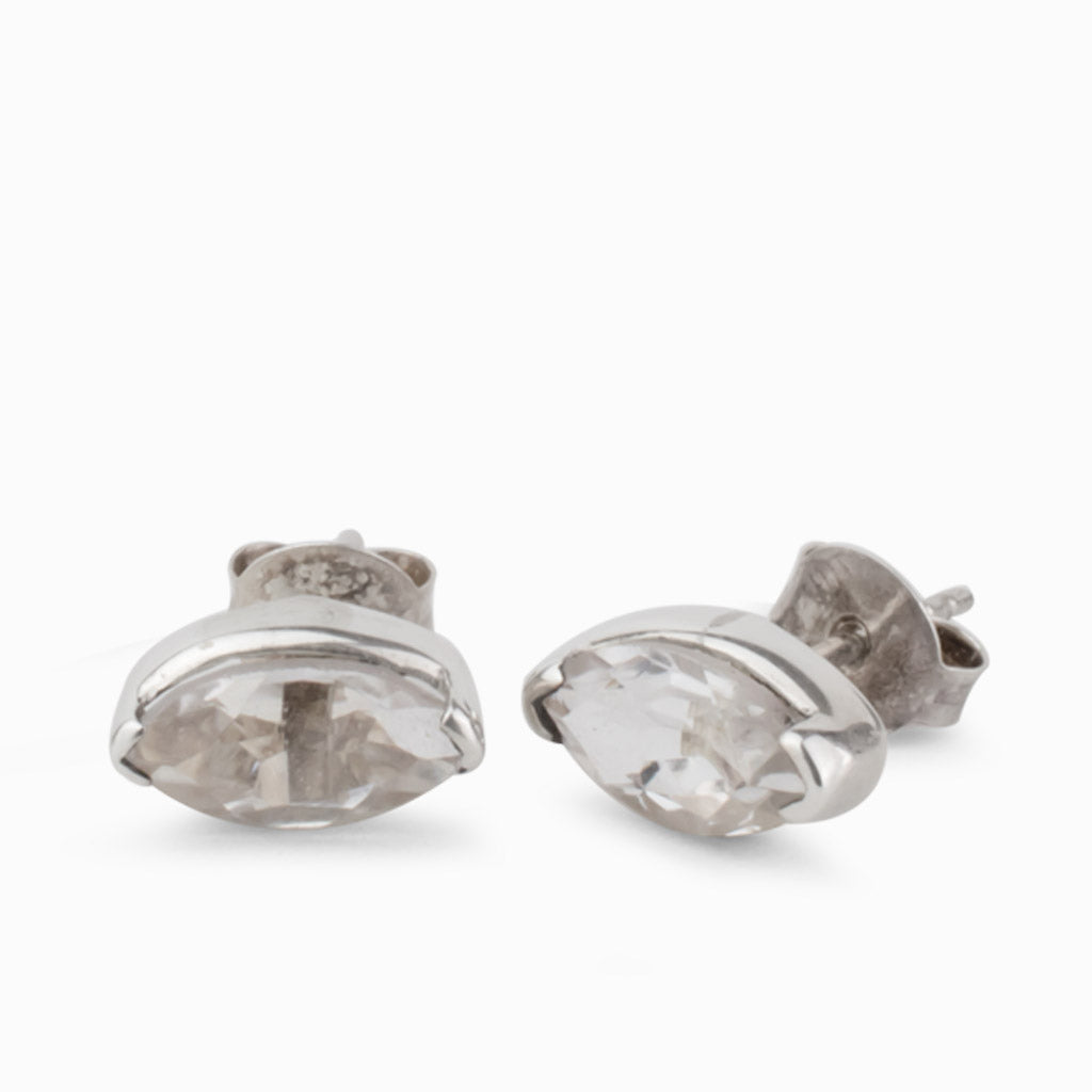 Clear Quartz Stud Earrings