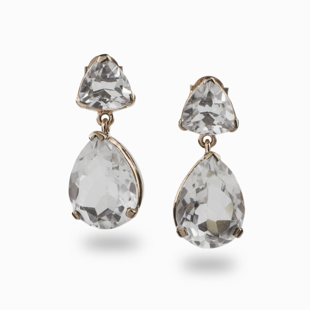 Clear Quartz Stud Drop Earrings