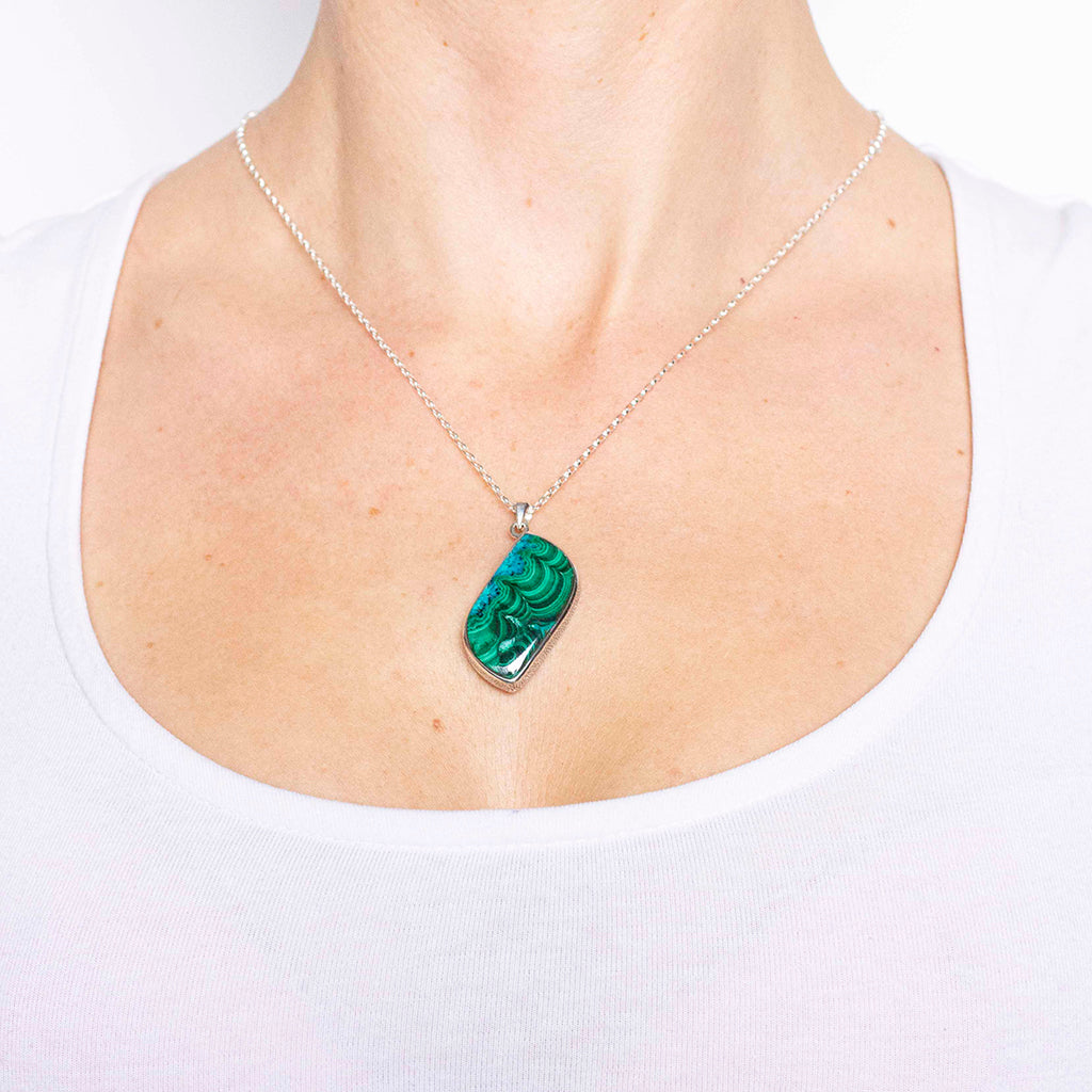 chrysocolla malachite necklace natural crystal