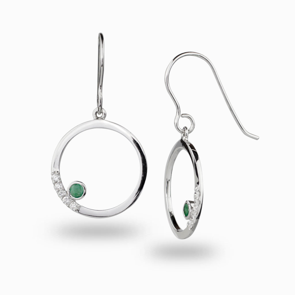 Emerald & Diamond Drop Earrings