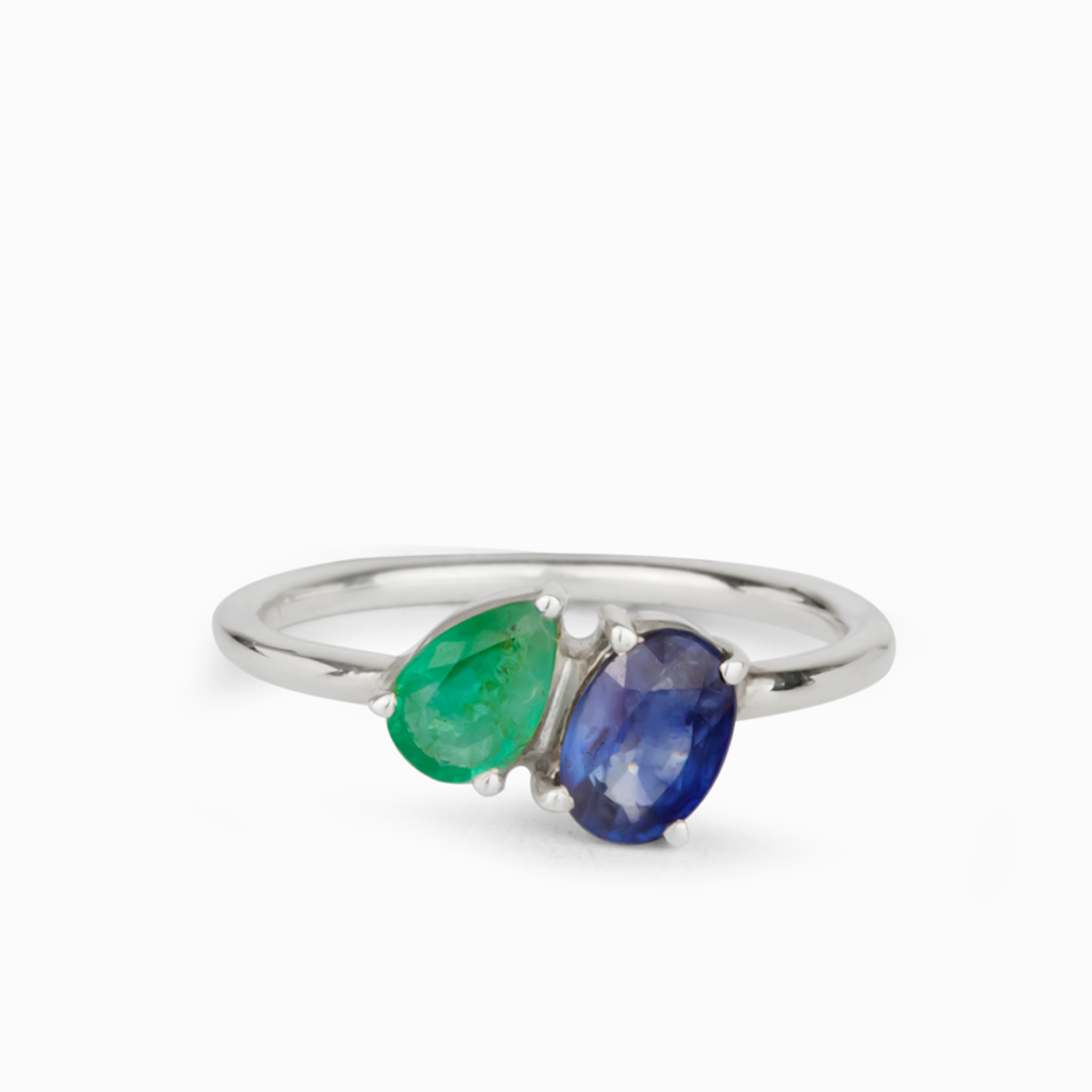 Emerald & Sapphire Claw Ring