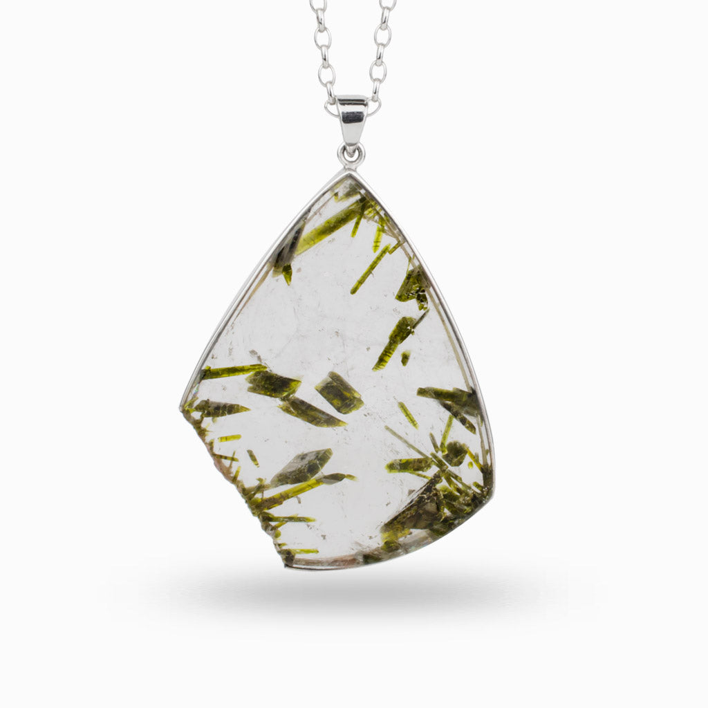 Natural form Epidote in Quartz Necklace