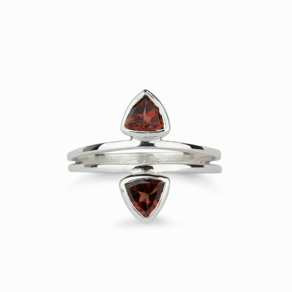 Double stone, split band Garnet Ring