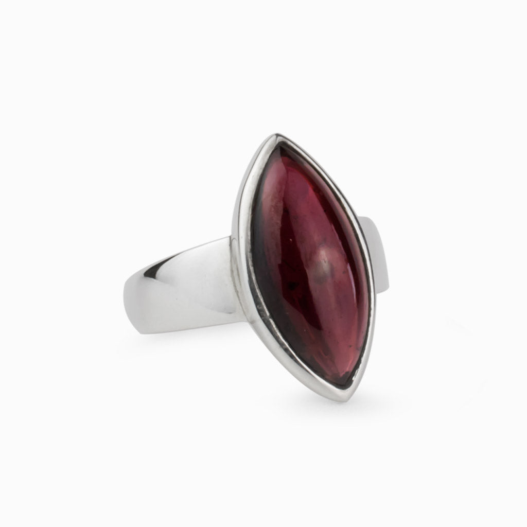 Marquis Cabachon Garnet Ring