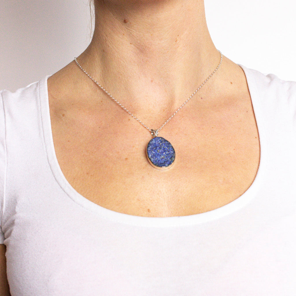 lapis lazuli necklace rough round natural crystal
