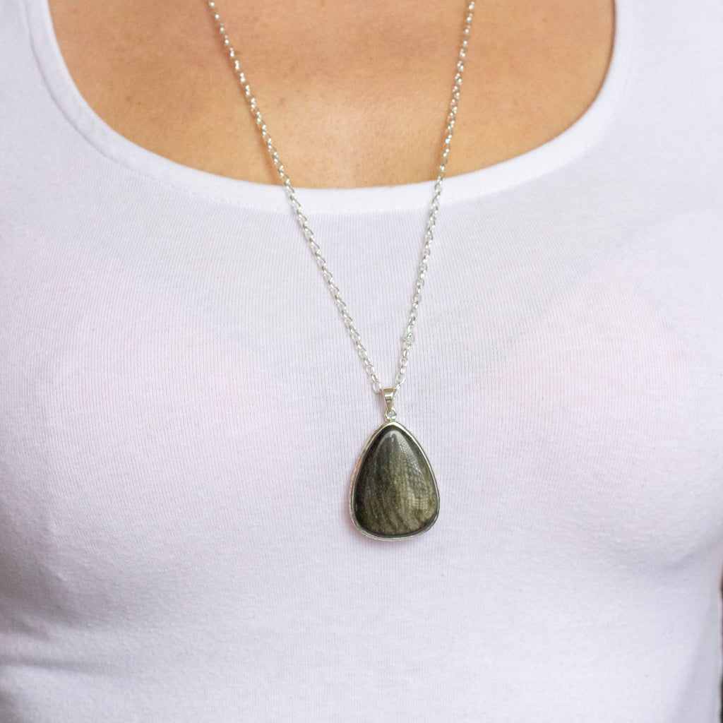 Gold Sheen Obsidian Necklace