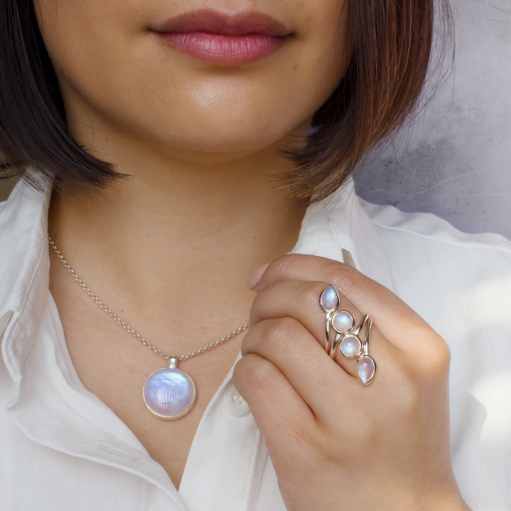 Rainbow Moonstone Ring