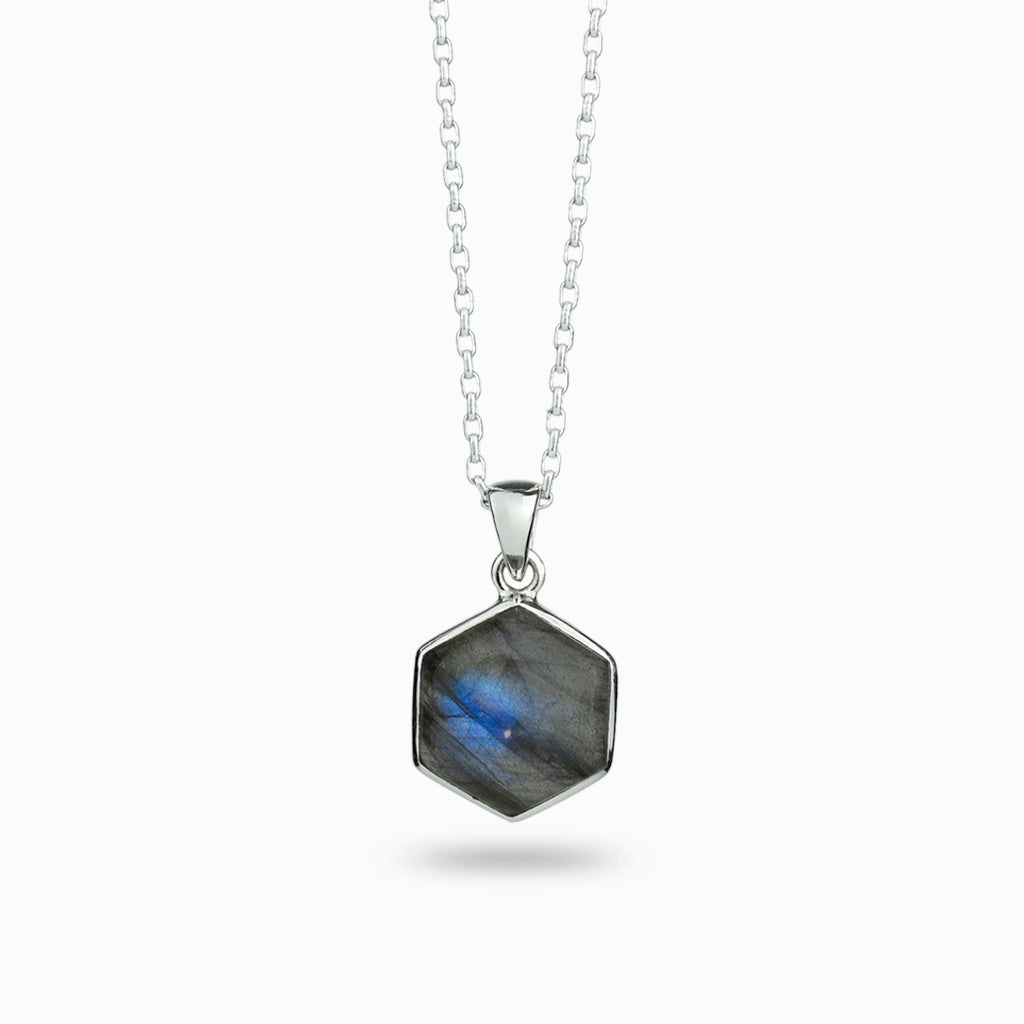 Hexagonal labradorite necklace