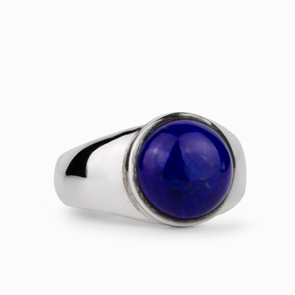 Round Lapis Lazuli Mens Ring