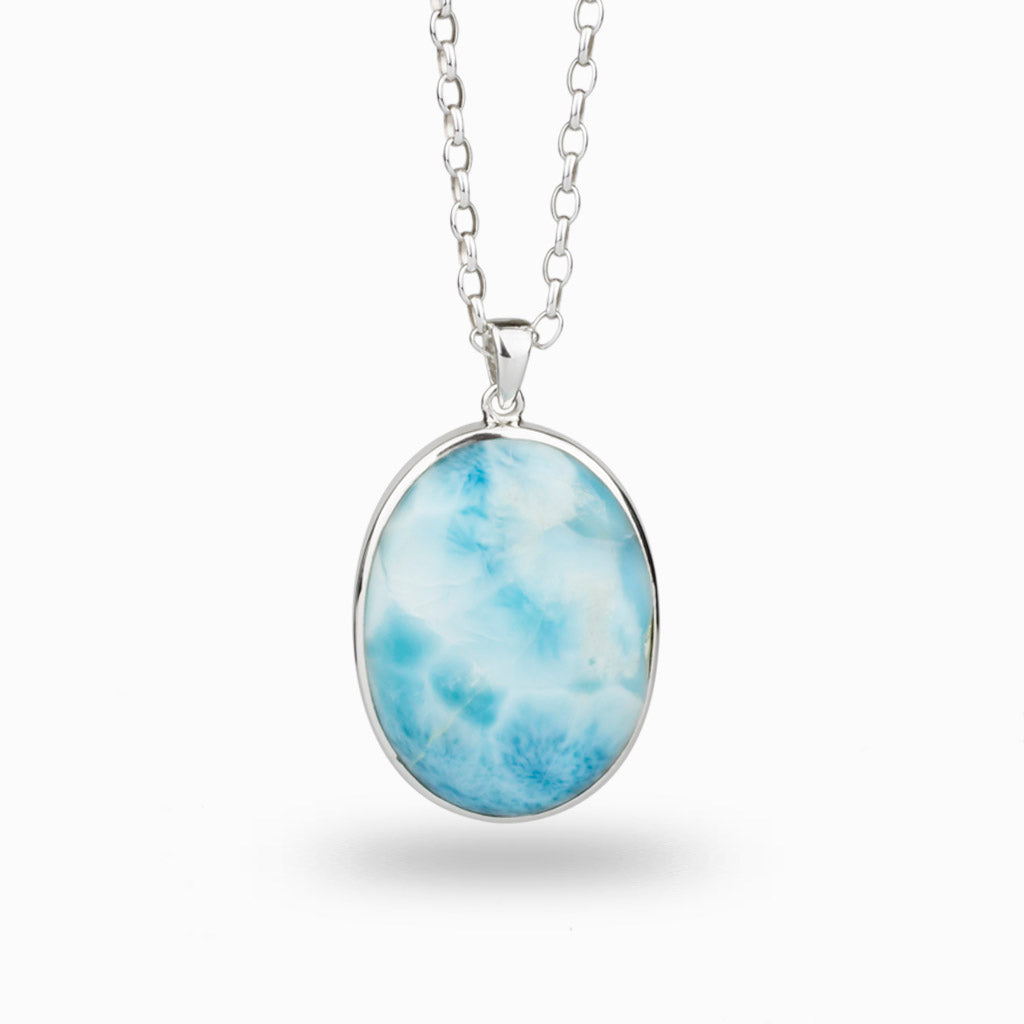 Oval shaped Larimar Necklace