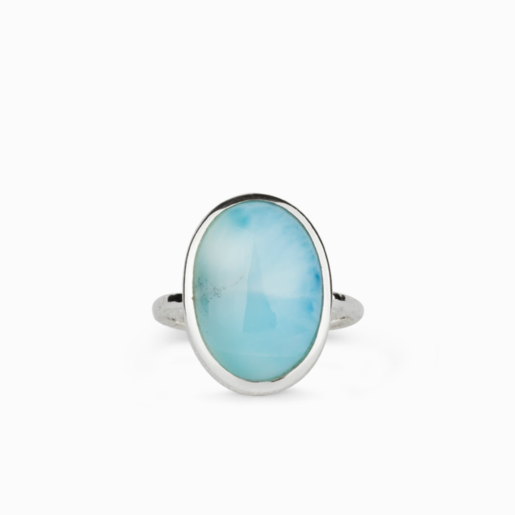 Oval shaped Larimar Ring