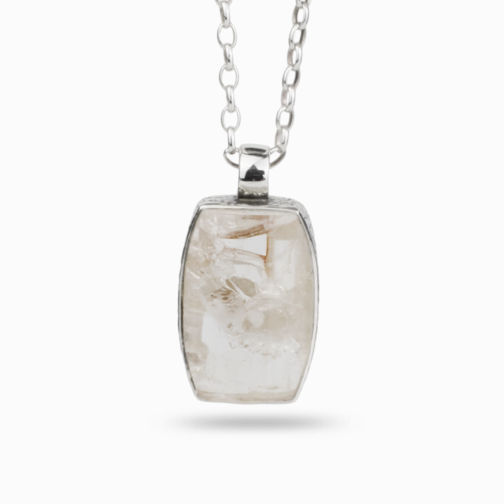 Rounded rectangle shape Manifestation Quartz Necklace