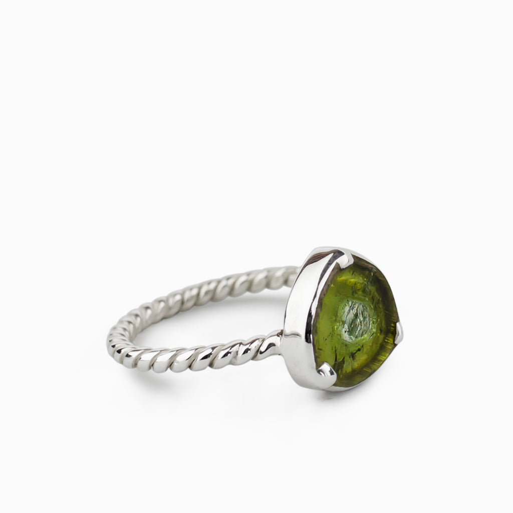 Green Watermelon Tourmaline Ring