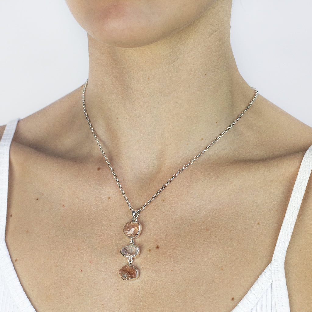 Grossular Garnet & Herkimer Diamond Necklace