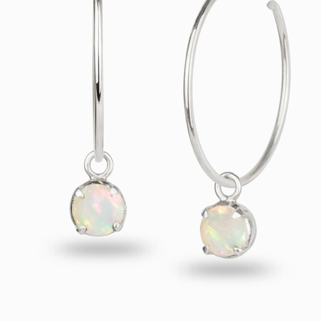 Precious Opal Hoop Charms