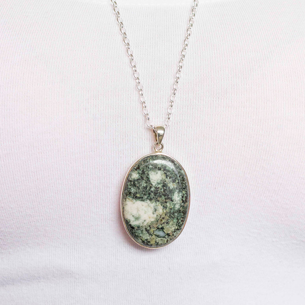 preseli necklace natural crystal green earthy