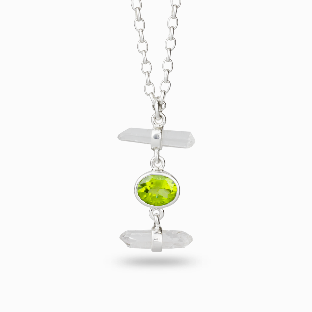 Peridot Clear Quartz Necklace Made In Earth Australia