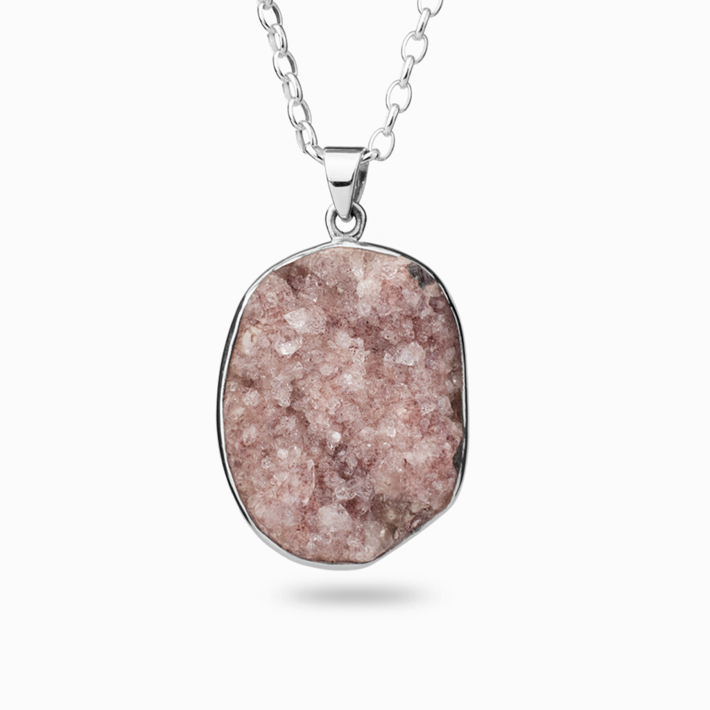 Oval shape Pink Apophyllite Necklace
