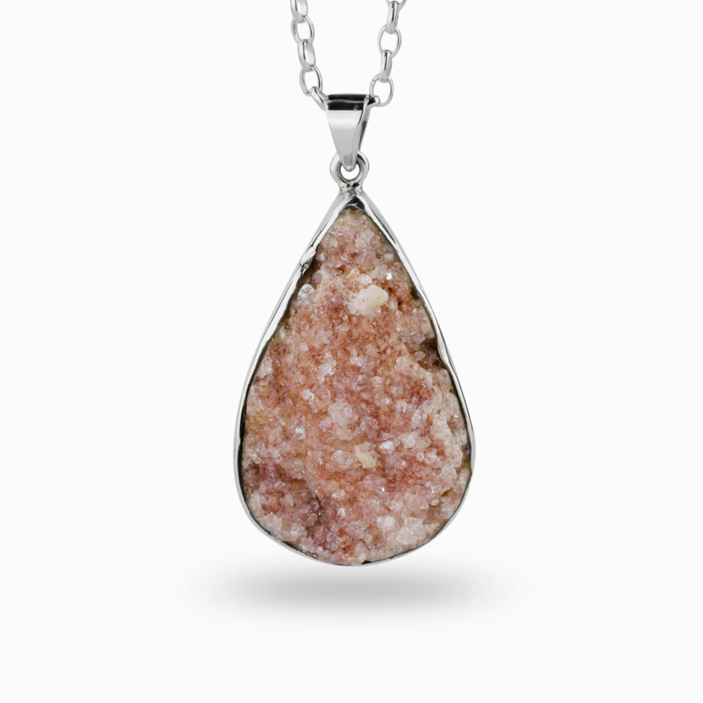 Teardrop shaped Pink Apophyllite necklace