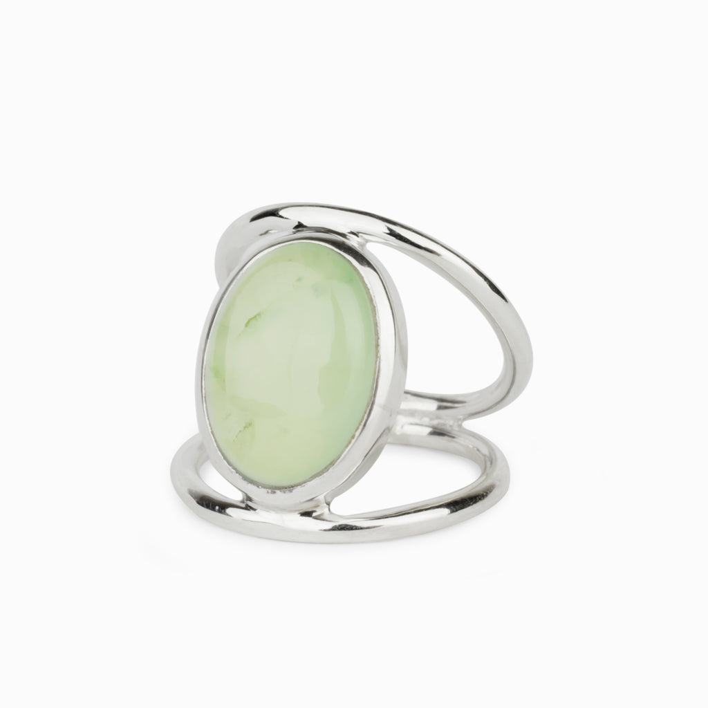 Oval Prehnite Ring