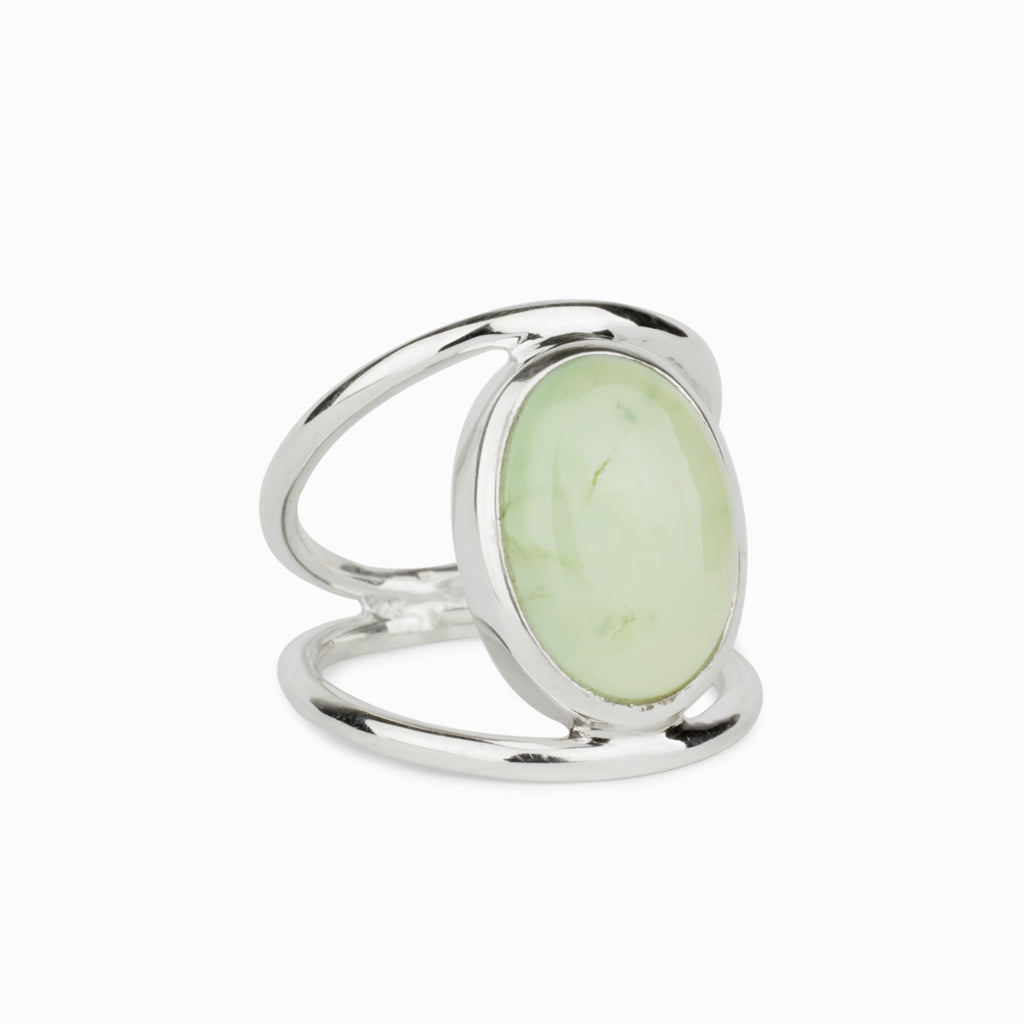 Oval Prehnite Ring