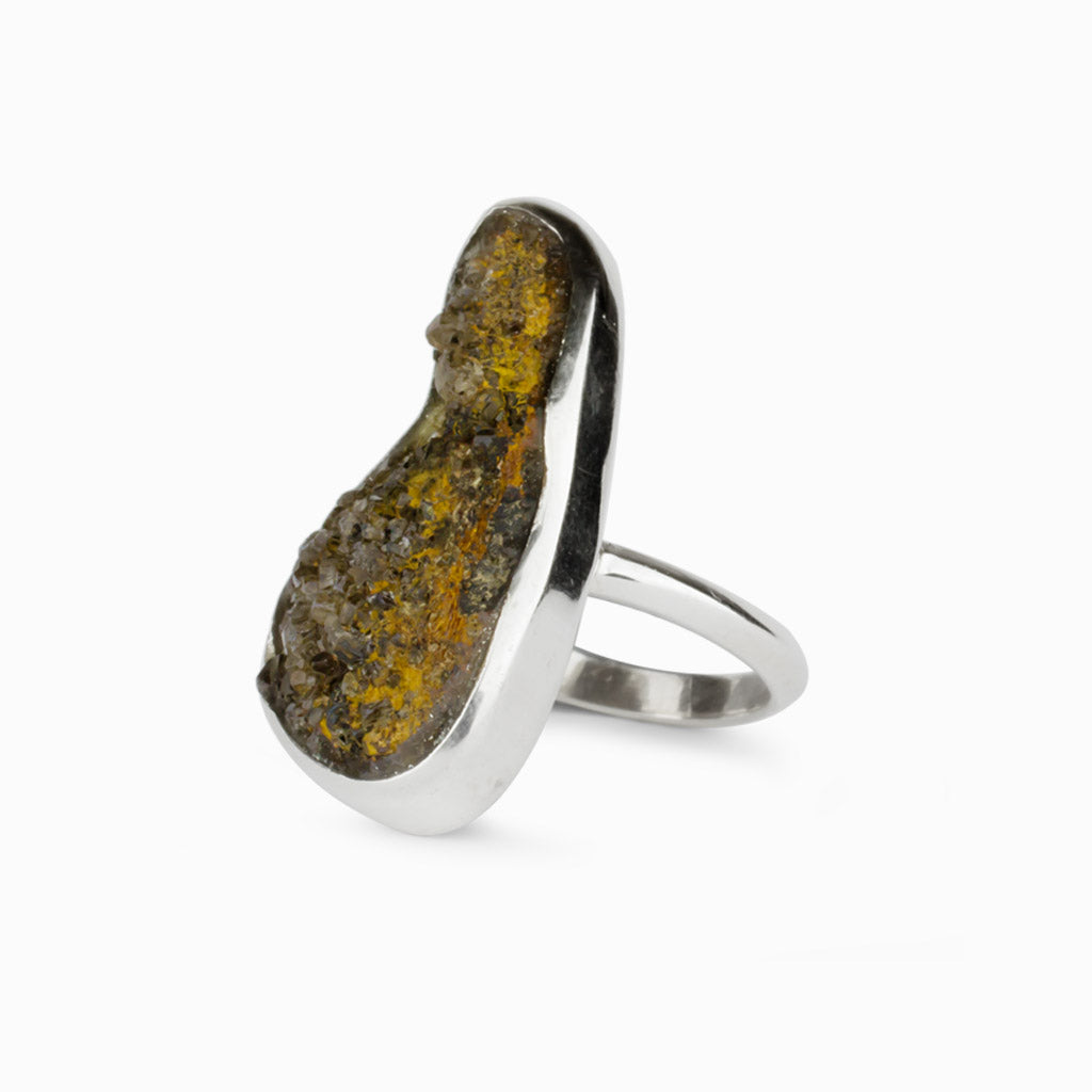 Quartz On Petrified Wood Ring