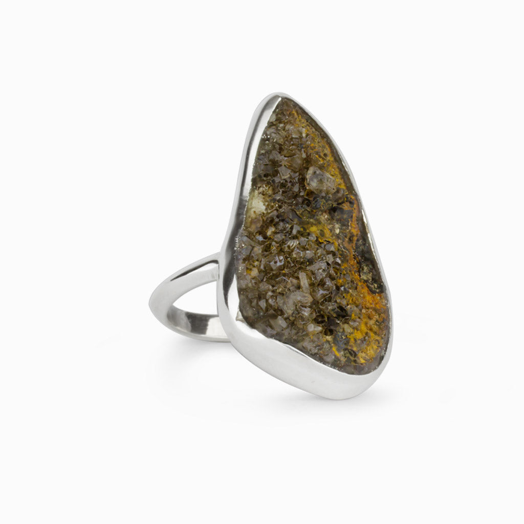 Quartz On Petrified Wood Ring