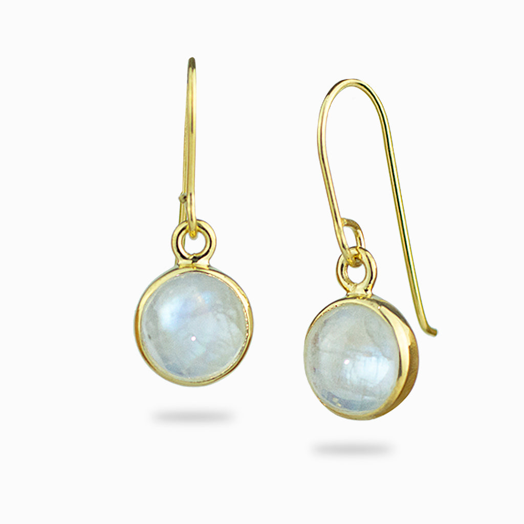 Gold Earrings Moonstone Earrings Drop Rainbow Moonstone Earrings Victoria Linjer Jewelry