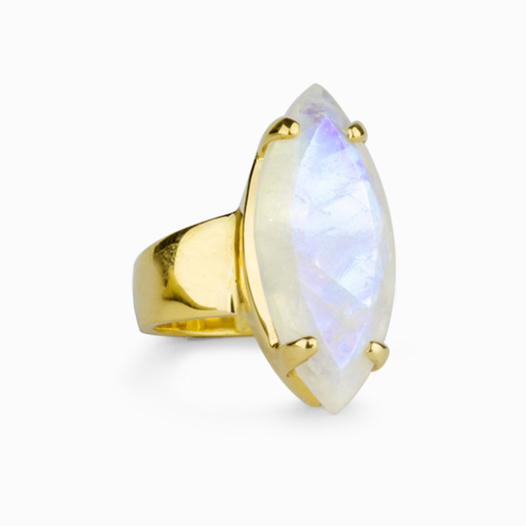 Rainbow Moonstone Gold Vermeil Ring