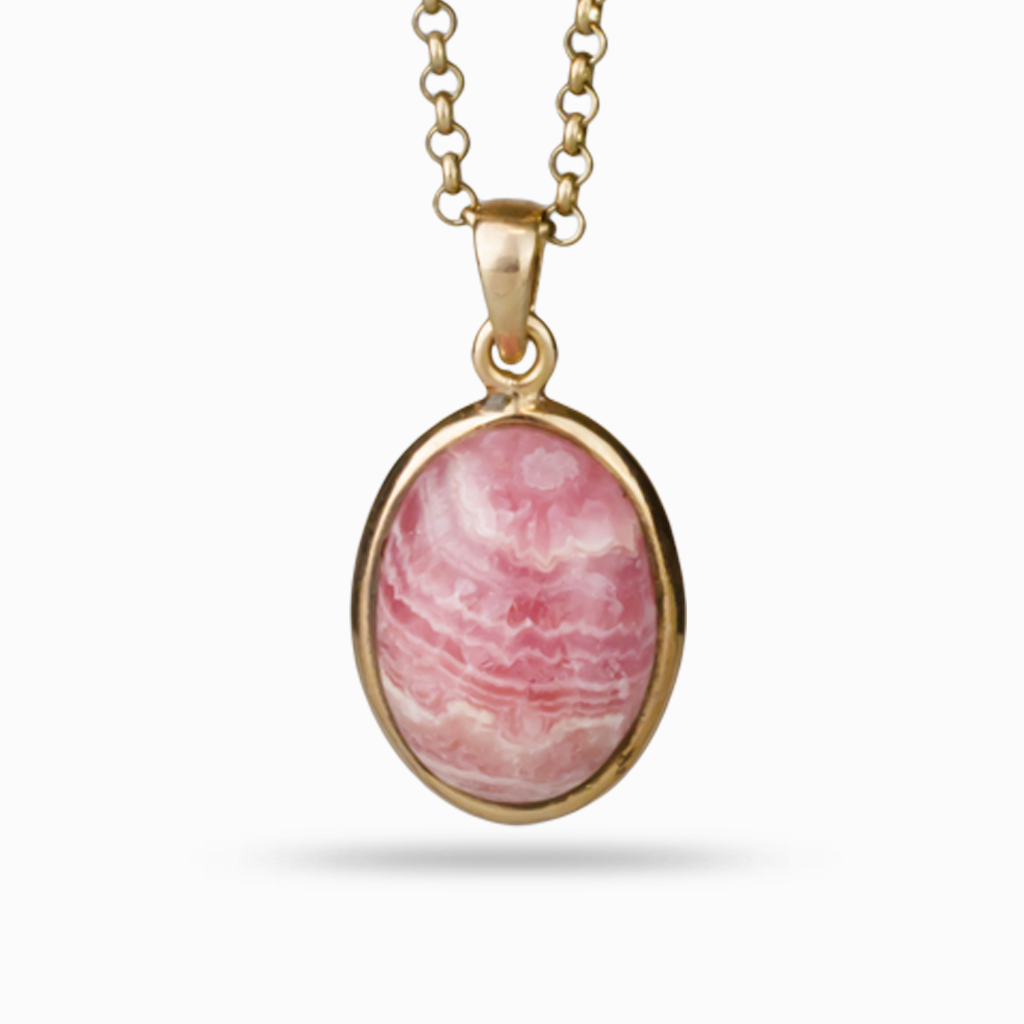 Rhodochrosite necklace in rose gold vermeil