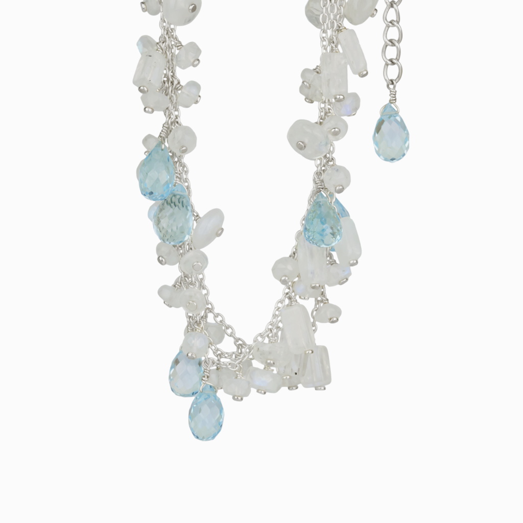 Rainbow Moonstone Blue Topaz Beaded Bracelet - Main Image