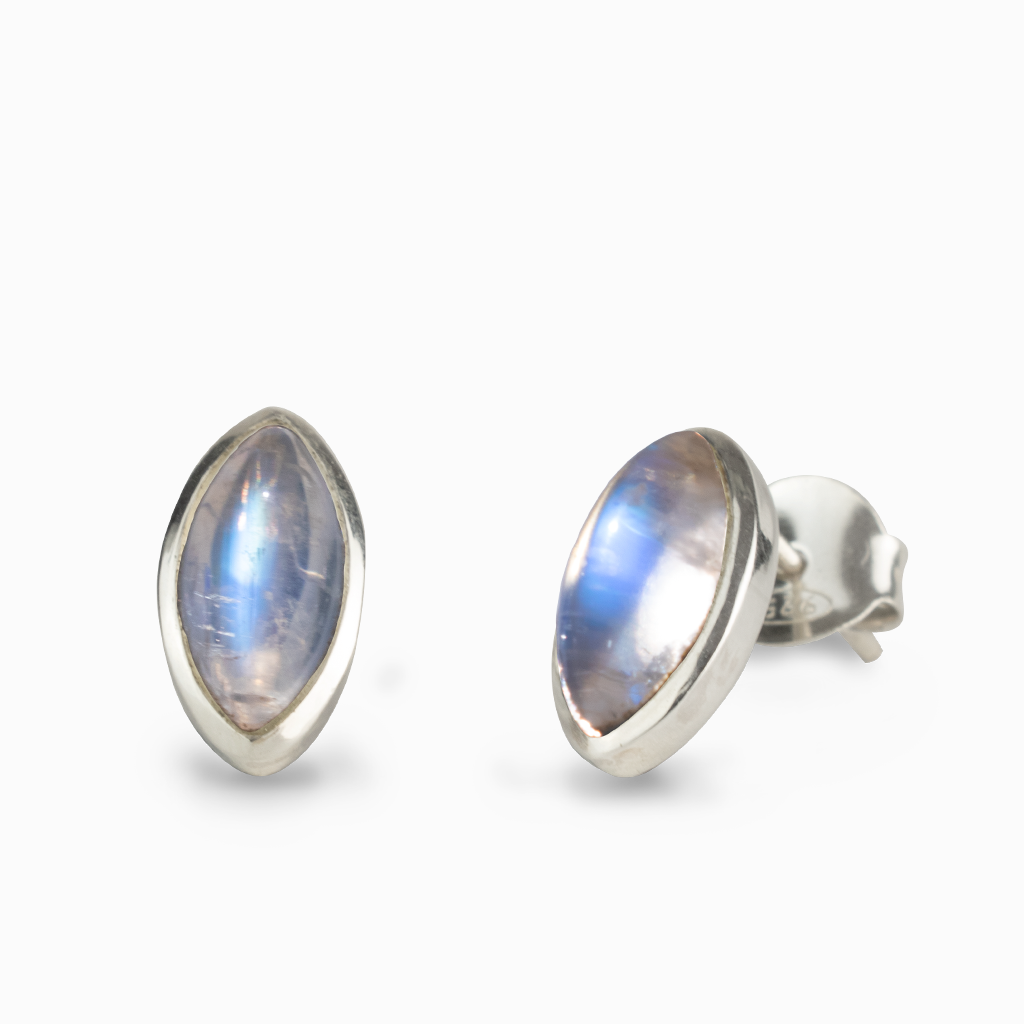 Rainbow Moonstone Stud Earrings