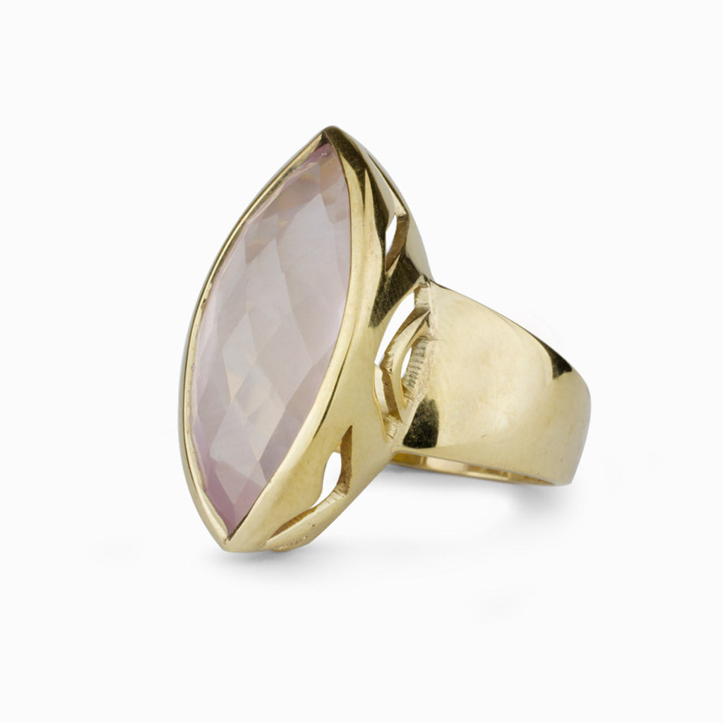 Rose Quartz Gold Vermeil Ring