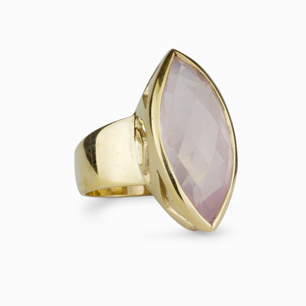 Rose Quartz Gold Vermeil Ring