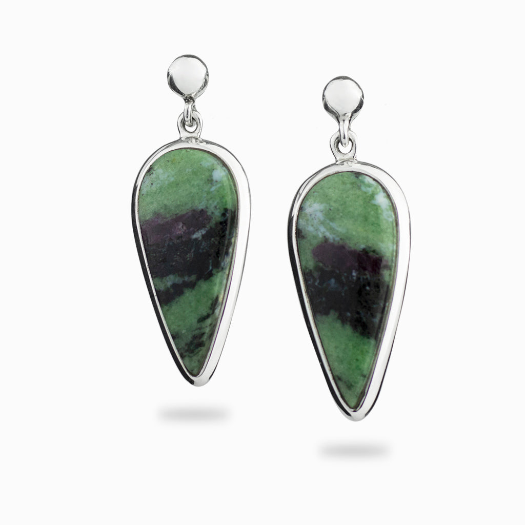 teardrop cab ruby zoisite stud drop earrings