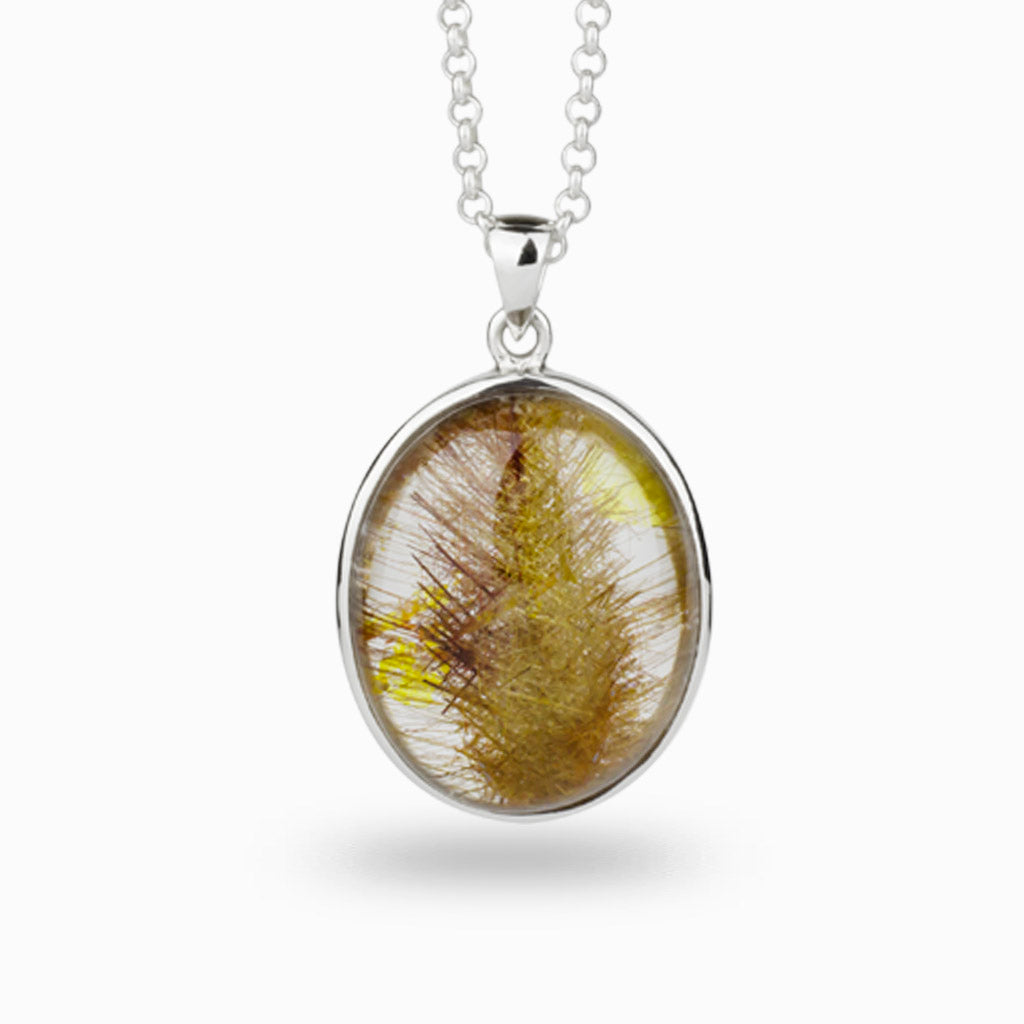 Oval shaped Rutilated Quartz Necklace