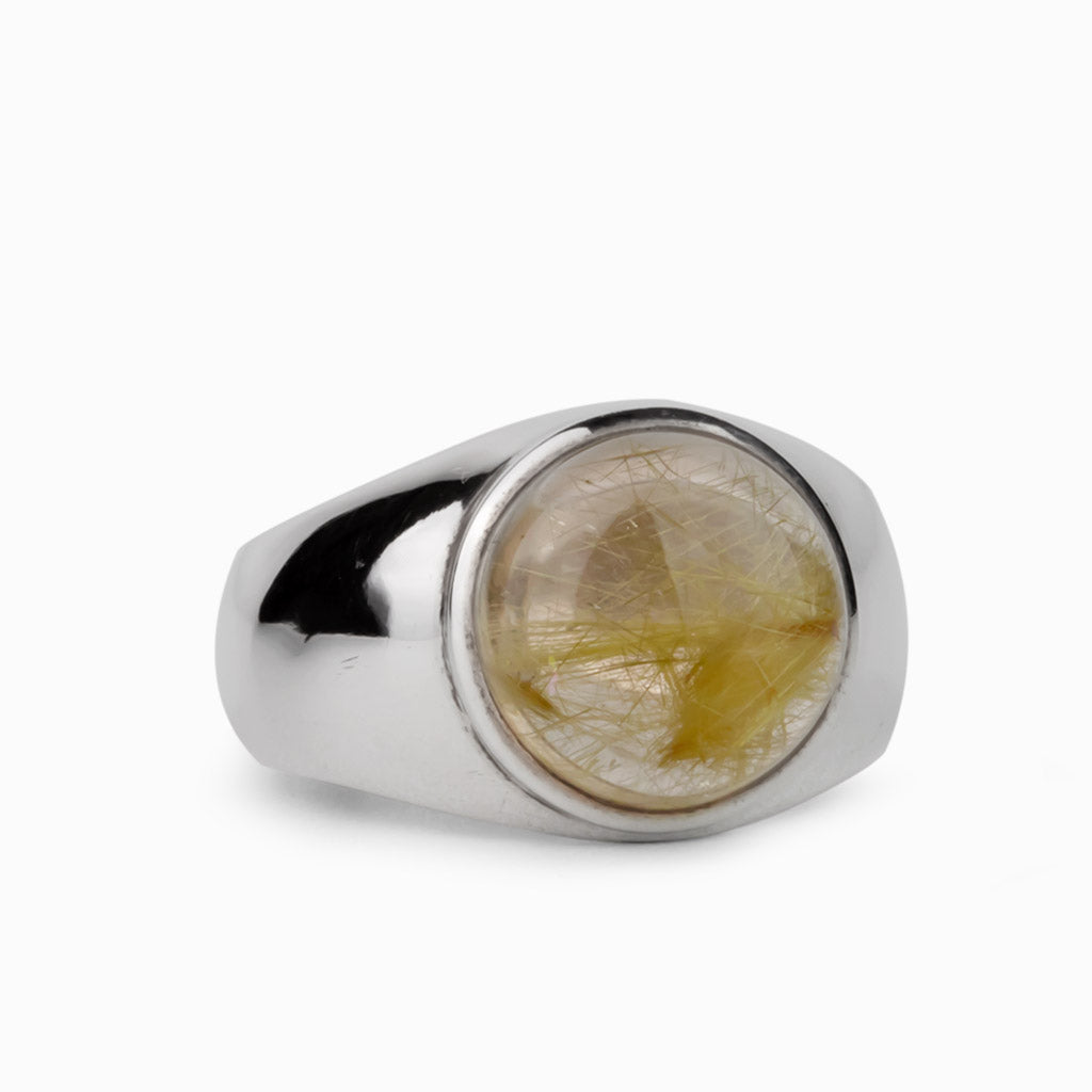Rutilated Quartz Mens Ring