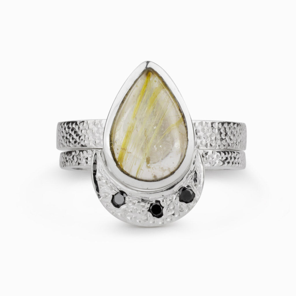 Rutilated Quartz & Diamond Ring