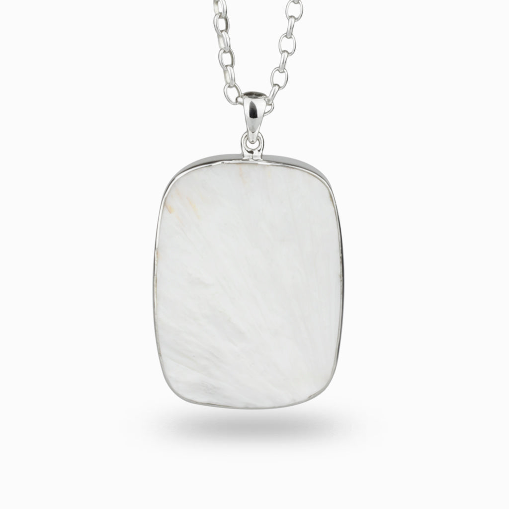 Rounded Rectangle shaped Scolecite Necklace