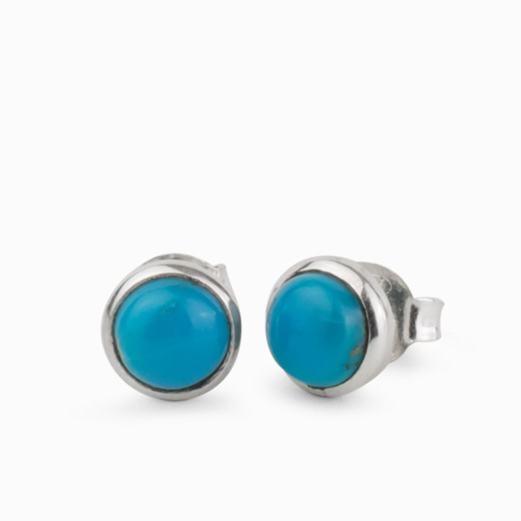 Sleeping Beauty Turquoise round cabochon stud earrings