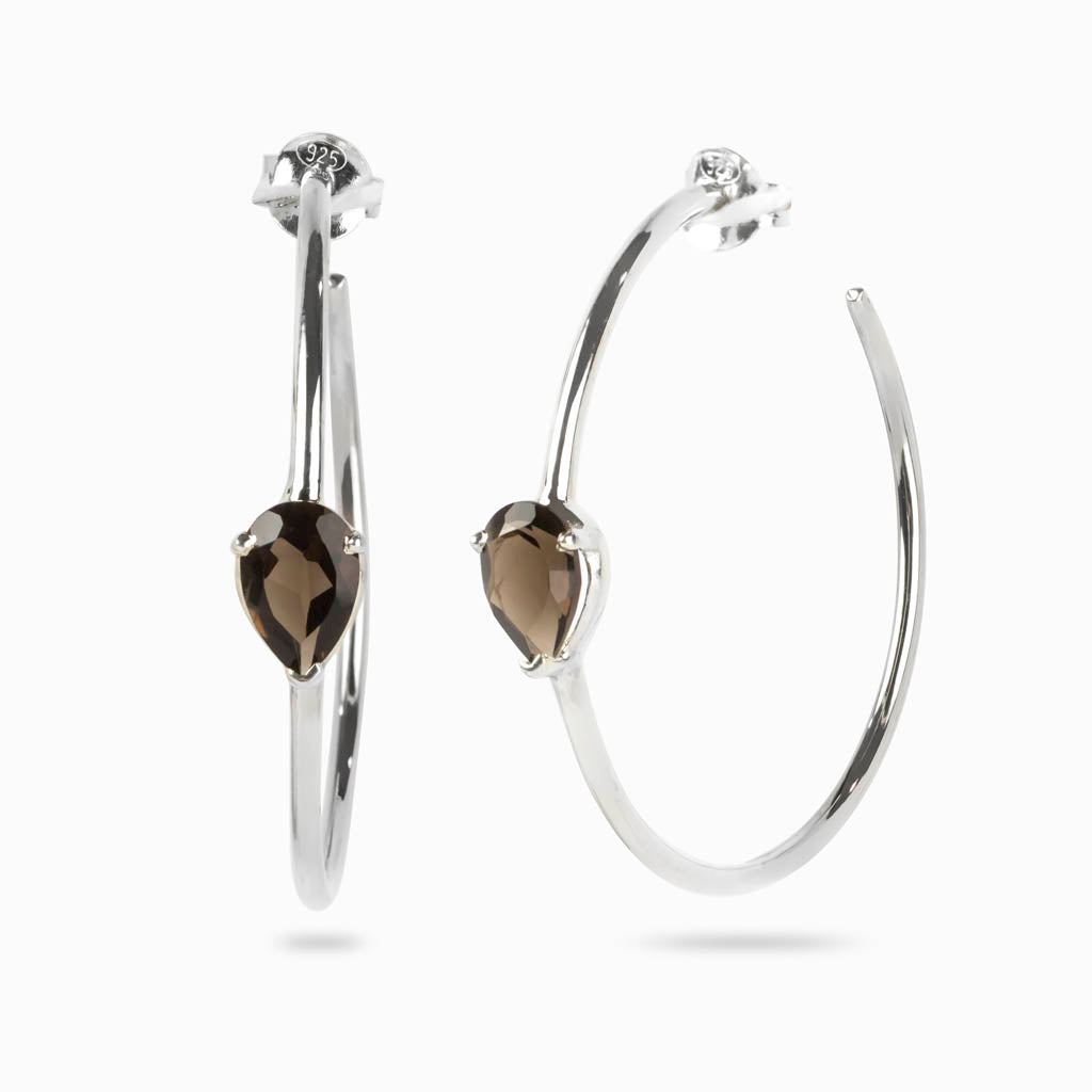 Smokey Quartz Hoop Earrings
