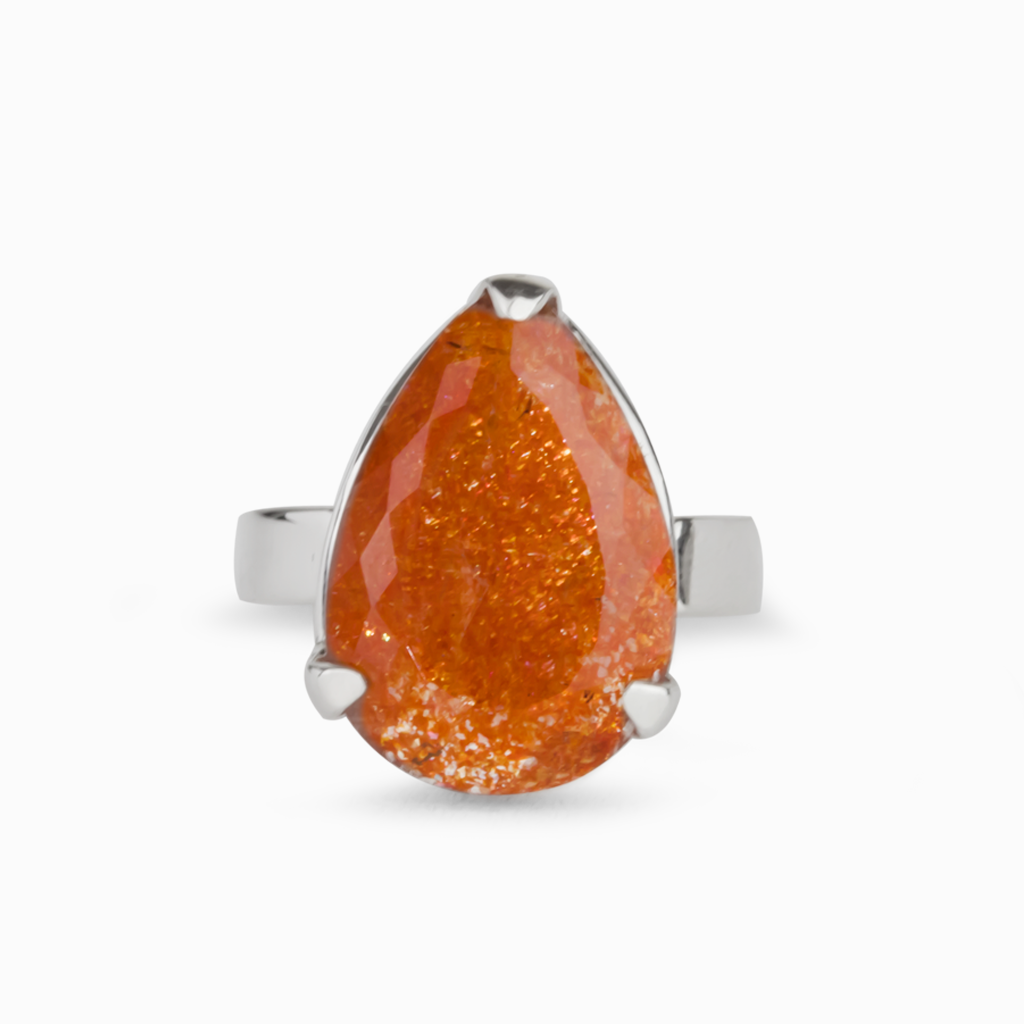 Claw Set Teardrop Sunstone Ring