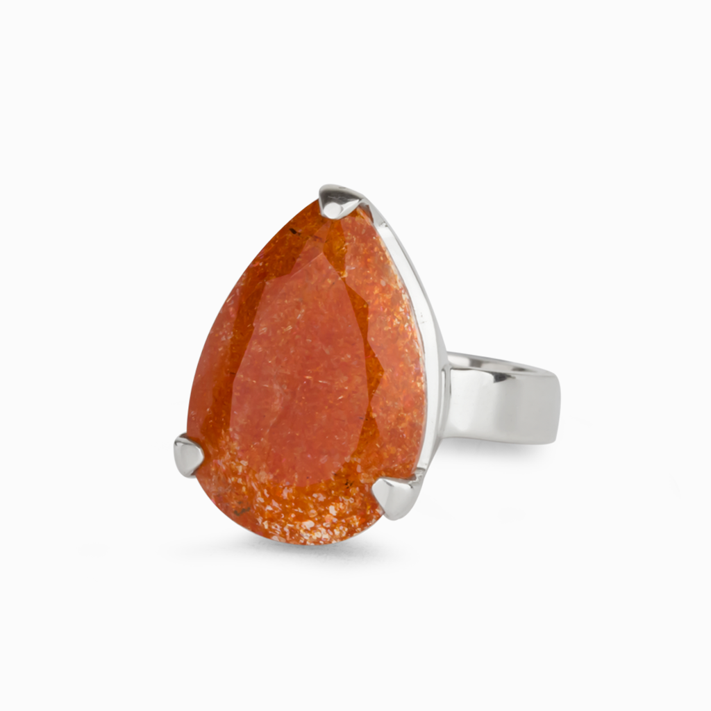Claw Set Teardrop Sunstone Ring