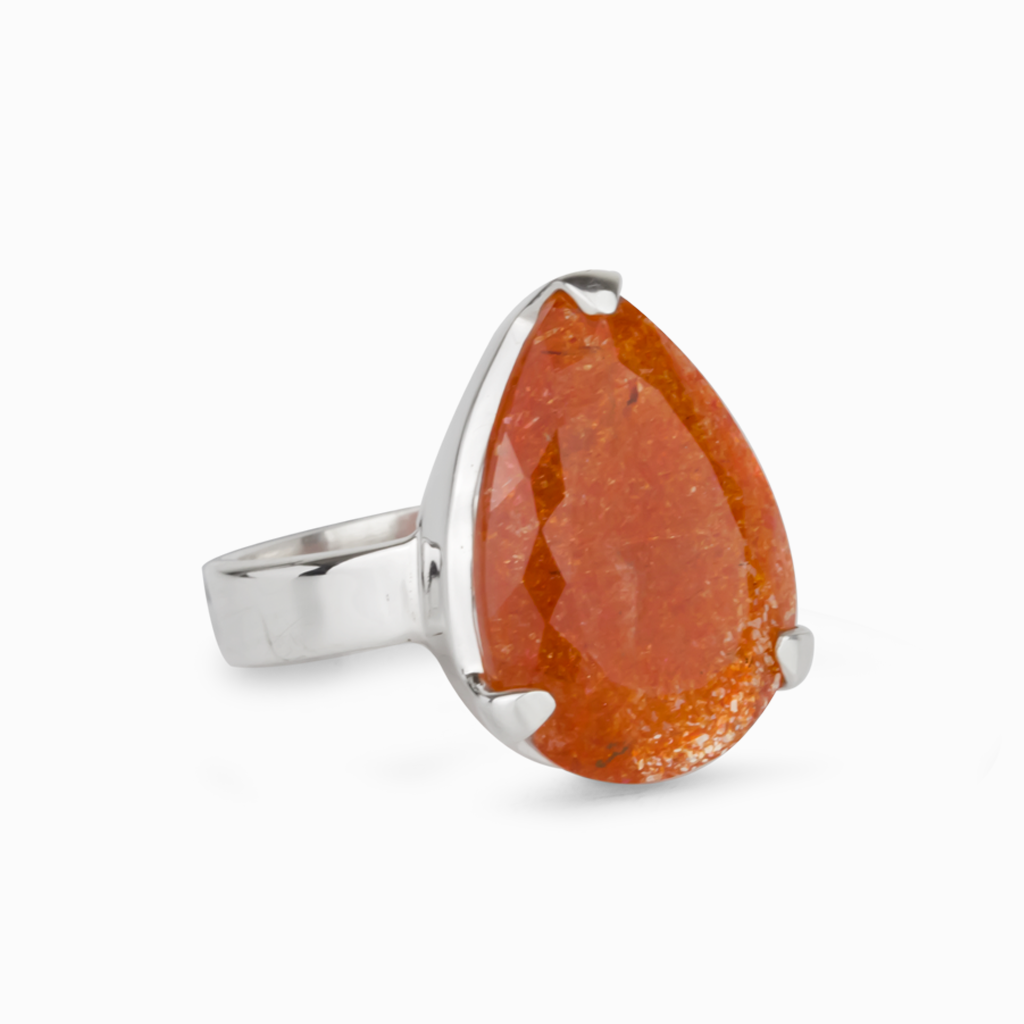 Claw Set Teardrop Sunstone Ring