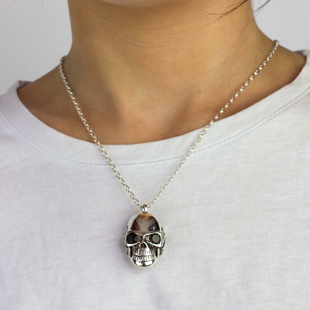 Smokey Quartz Skull Necklace