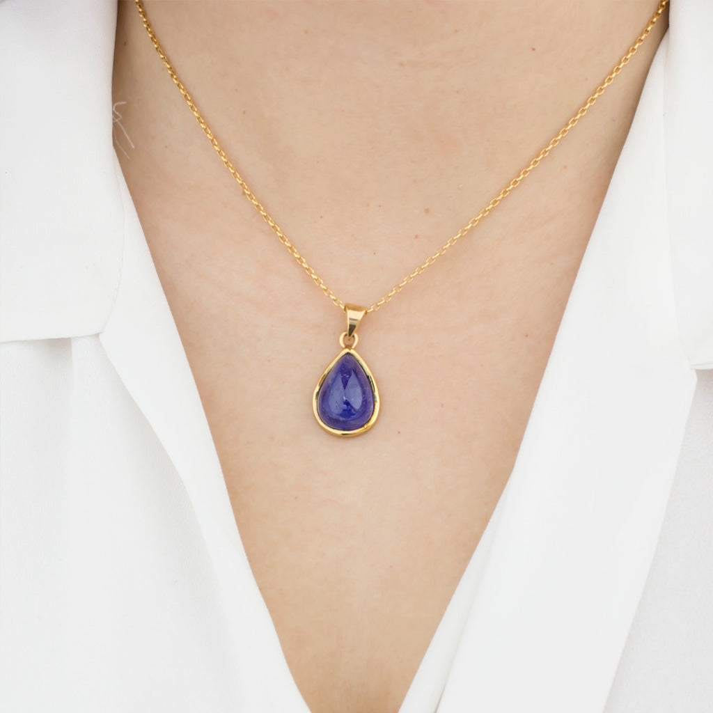 Tanzanite Necklace in yellow gold vermeil