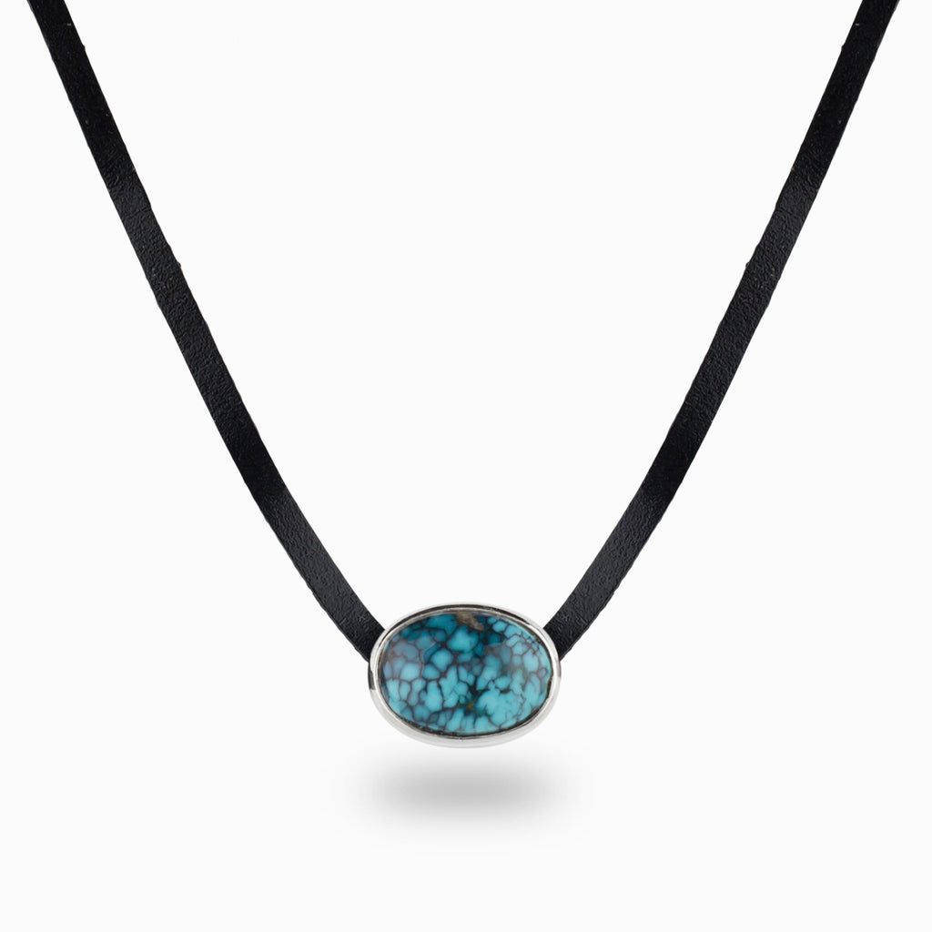 Tibetan Turquoise Leather Necklace