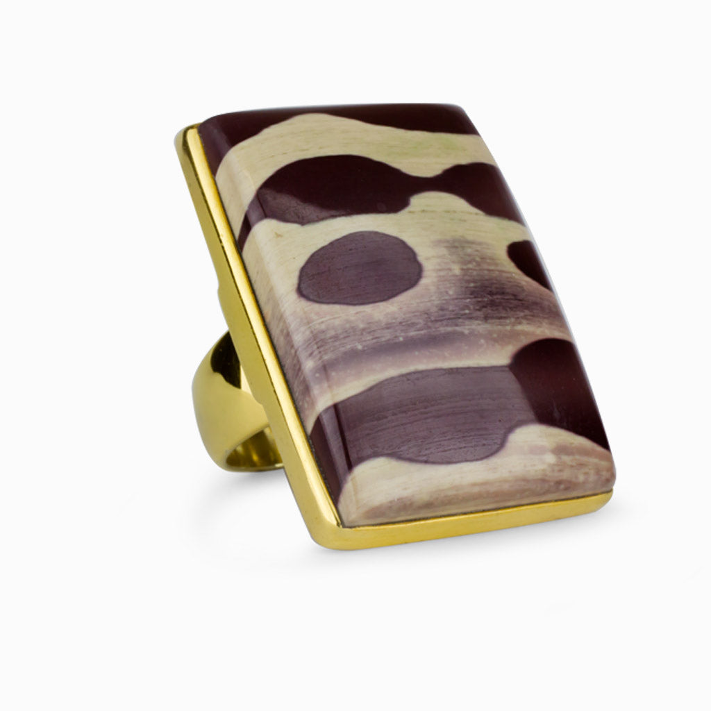 Zebra Stone Gold Vermeil Ring