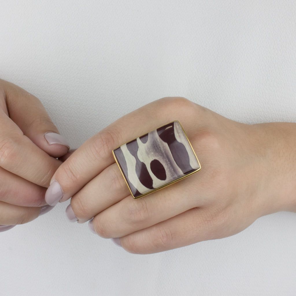 Zebra Stone Gold Vermeil Ring