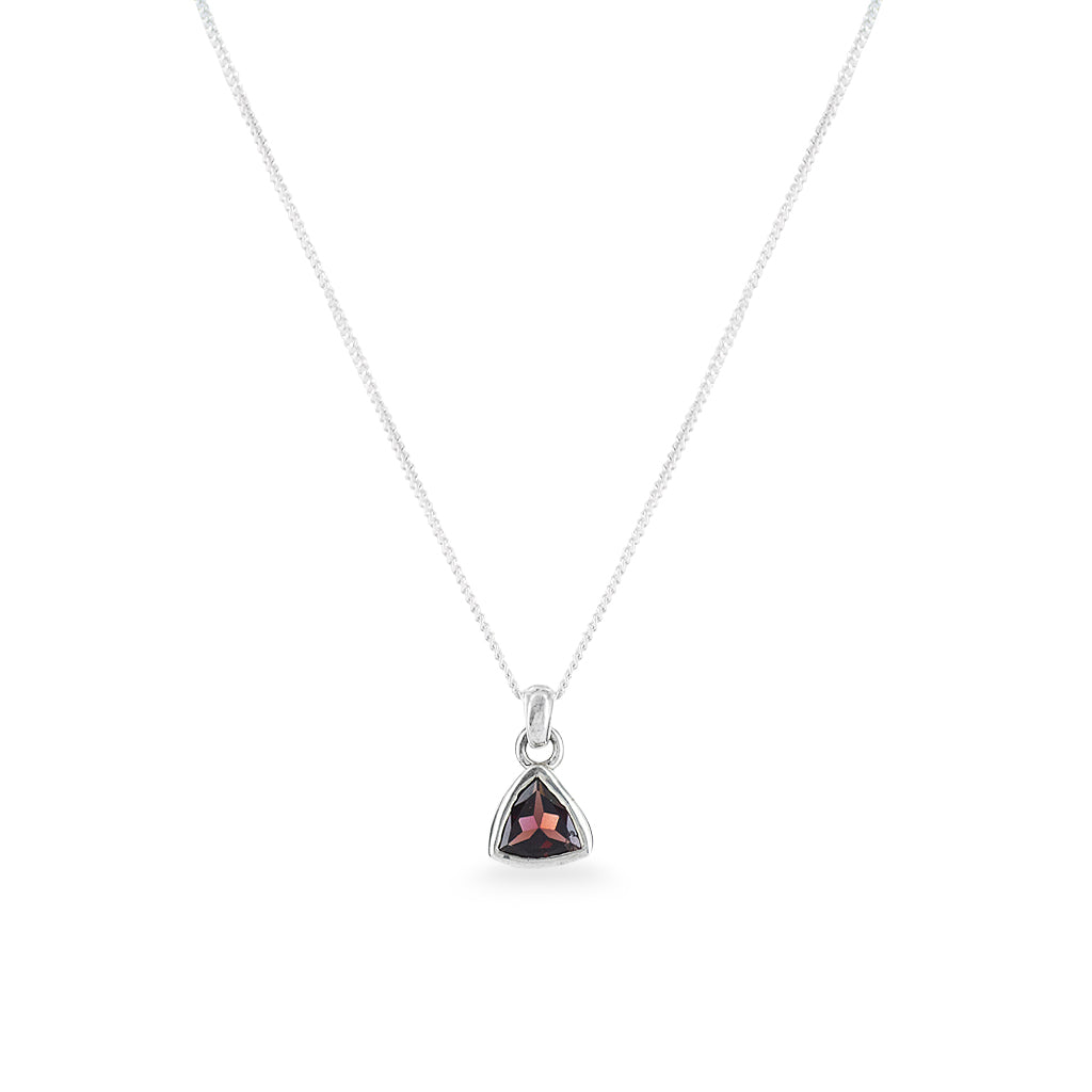 garnet almandine necklace faceted red bezel